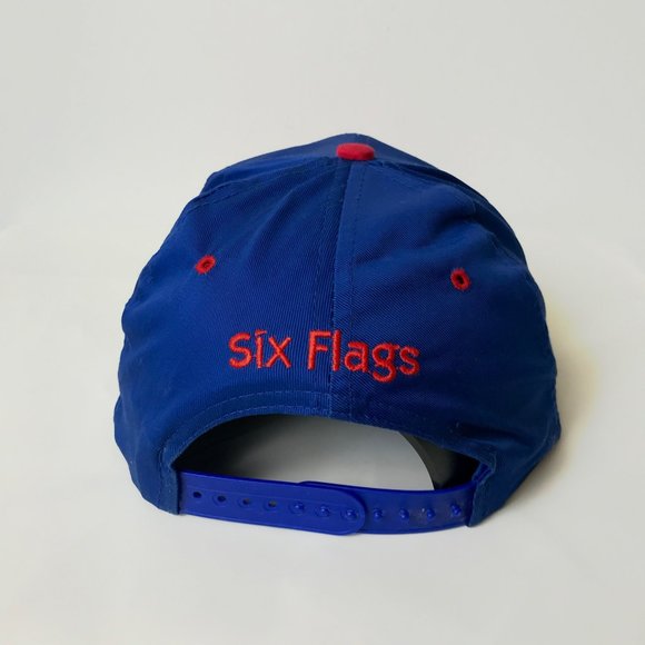 90s VINTAGE Six Flags Snapback Superman Ride Hat Cap Logo Rollercoaster OSFA OG - Picture 2 of 8